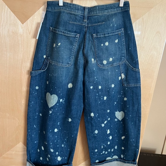 Anthropologie Dark Blue Splatter Wide Leg Jeans - Picture 3 of 5